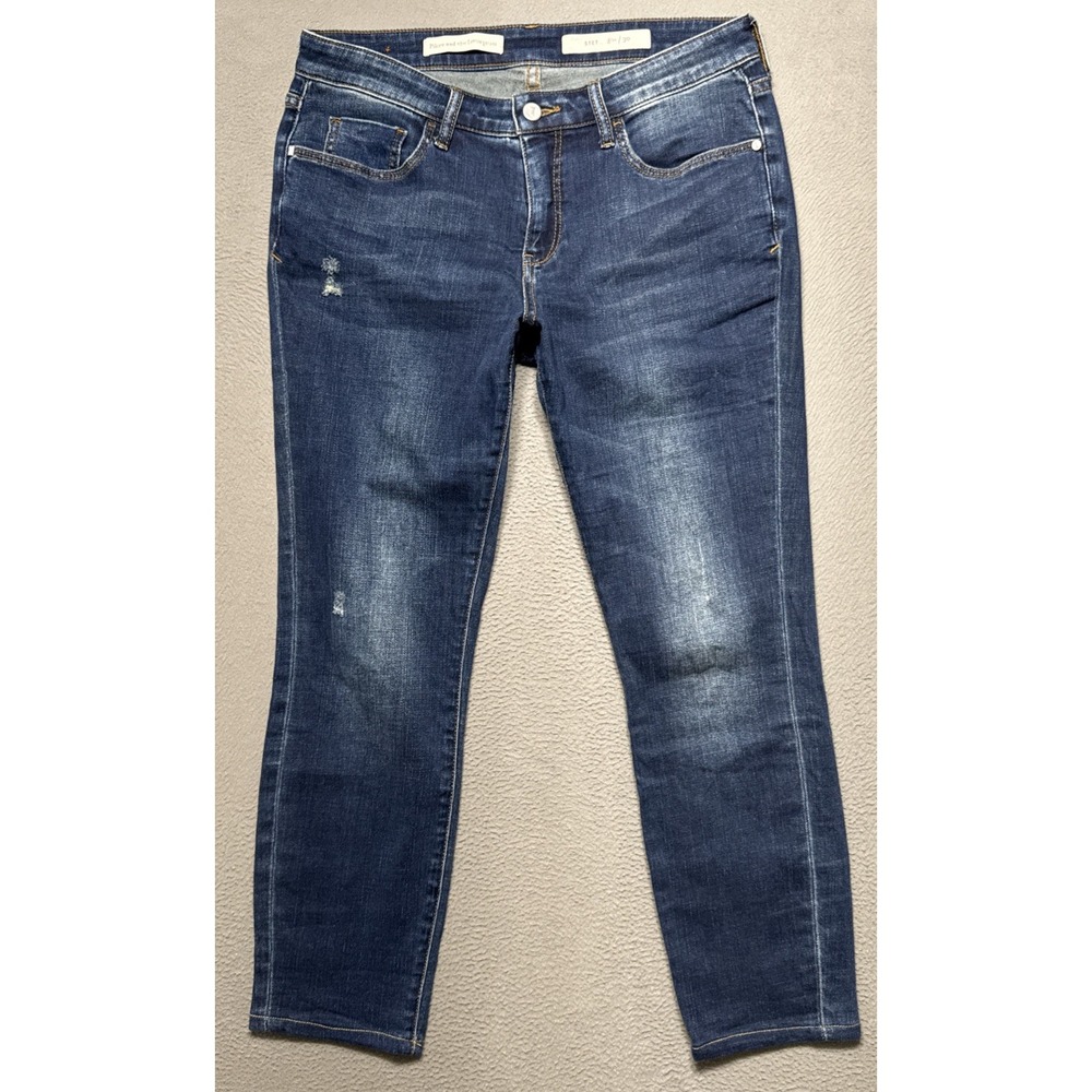 Pilcro Anthropologie Stet Jeans Womens Sz 30x27 Distressed Crop Faded Dark Denim - Picture 1 of 12